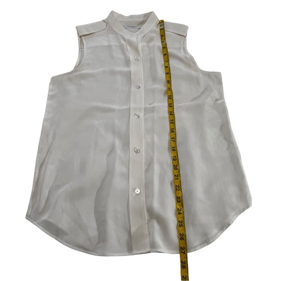 Equipment Femme Mandarin Collar Button Front Top Blouse White Small Sleeveless - Picture 5 of 9